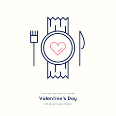 Love outline icon isolated on white, hand drawn vector illustration. Happy Valentine's Day. Concept for card, children print, social media post
