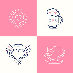 Love outline icon isolated on white, hand drawn vector illustration. Happy Valentine's Day. Concept for card, children print, social media post