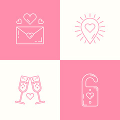 Love outline icon isolated on white, hand drawn vector illustration. Happy Valentine's Day. Concept for card, children print, social media post
