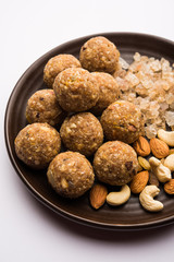 sweet Dink laddu also known as Dinkache ladoo or gond ke laddoo made using edible gum with dry fruits 