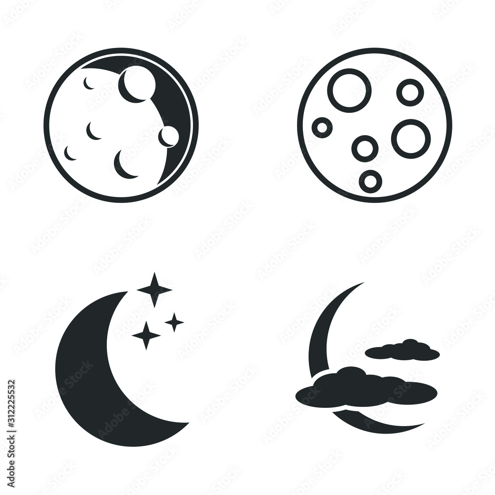 Poster moon icon template color editable. moon symbol vector sign isolated on white background illustration for graphic and web design.