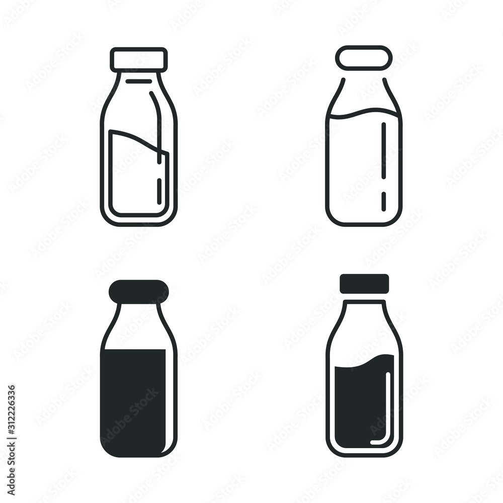 Aufkleber milk bottle icon template color editable. milk bottle symbol vector sign isolated on white backgroun