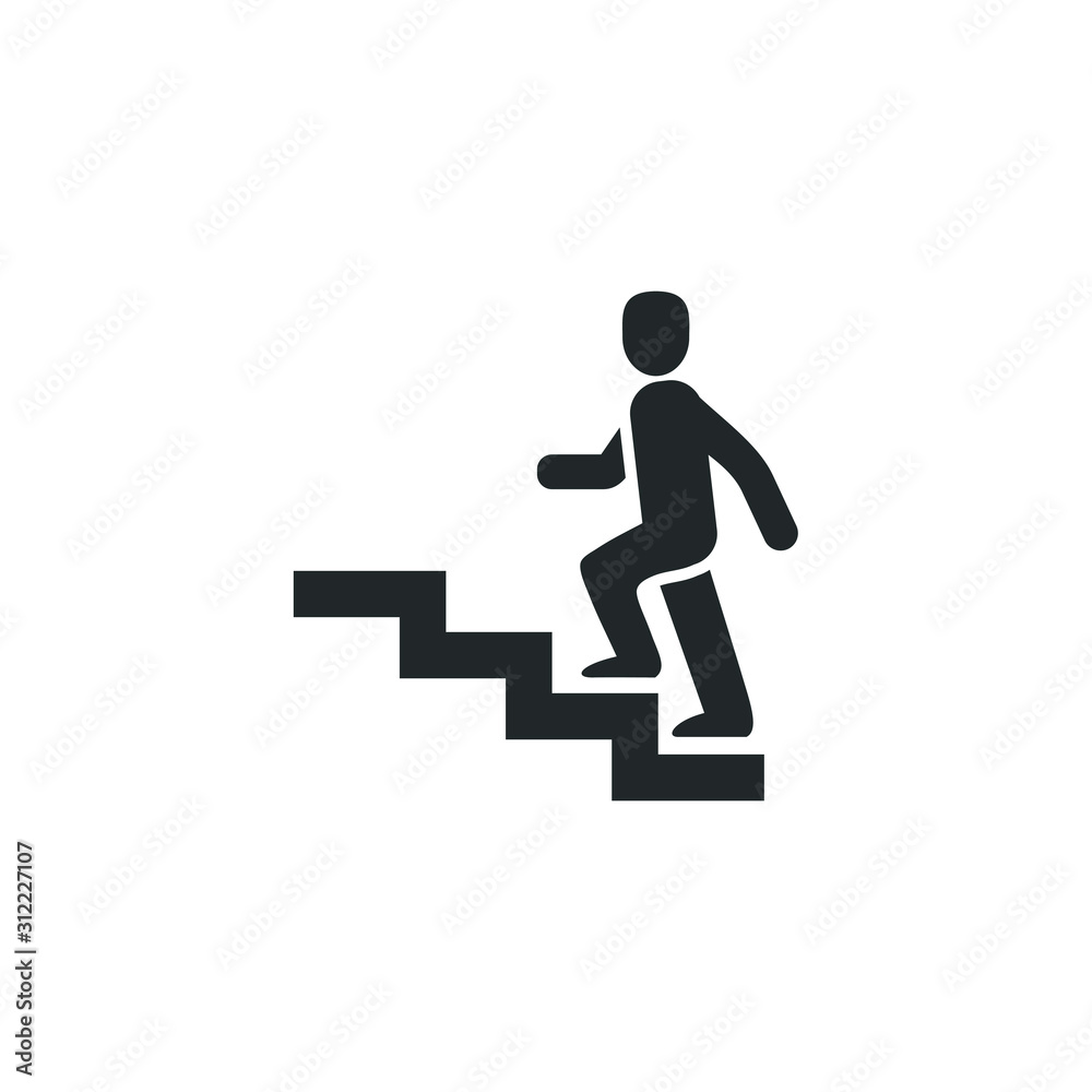 Fototapete walk up stairs icon template color editable. man on stairs going up symbol vector sign isolated on w
