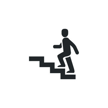 Walk Up Stairs icon template color editable. Man on Stairs going up symbol vector sign isolated on white background illustration for graphic and web design.