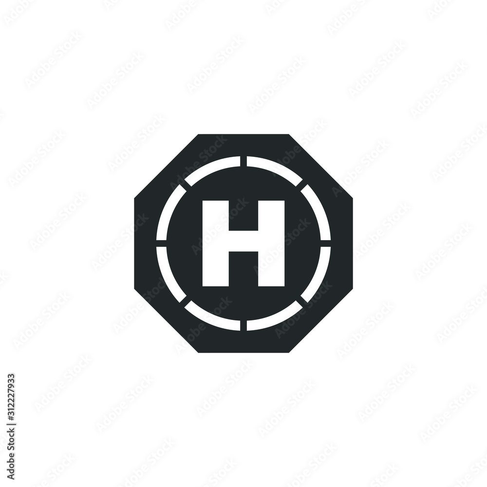 Poster helicopter landing pad icon template color editable. helipad symbol vector sign isolated on white ba