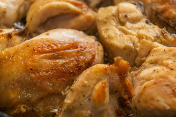 Pieces of golden fried chicken