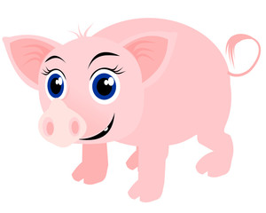 piglet on white background cheerful vector illustration of pink pig