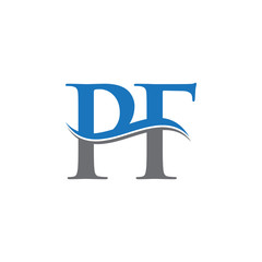 Swoosh Letter PF Logo Design Vector Template. Water Wave PF Logo Vector.