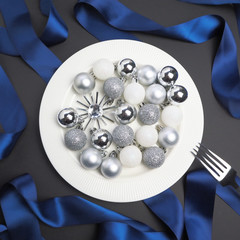 christmas balls on a plate
