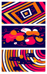 Vector set of creative abstract bright illustration with different geometric element and shape.