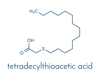 Tetradecylthioacetic acid molecule. Skeletal formula.