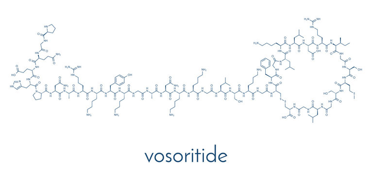 Vosoritide achondroplasia drug molecule. Skeletal formula.