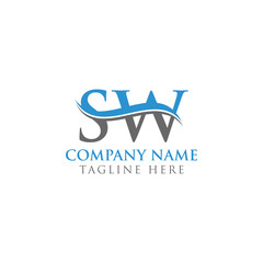 Swoosh Letter SW Logo Design Vector Template. Water Wave SW Logo Vector.