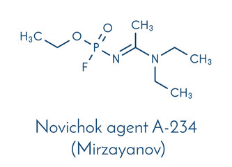 Novichok agent A-234 molecule, chemical structure as proposed by Mirzayanov. Skeletal formula.