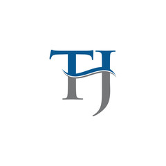 Swoosh Letter TJ Logo Design Vector Template. Water Wave TJ Logo Vector.