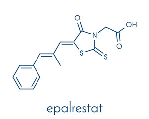 Epalrestat diabetic neuropathy drug molecule (aldose reductase inhibitor). Skeletal formula.