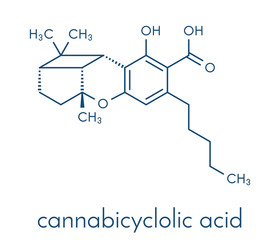 Cannabicyclolic acid cannabinoid molecule. Skeletal formula.