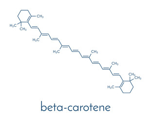 Beta-carotene pigment molecule. Skeletal formula. - obrazy, fototapety, plakaty