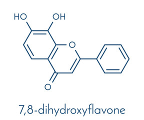 7,8-Dihydroxyflavone or 7,8-DHF molecule. Skeletal formula.