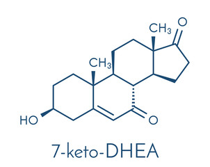 7-Ketodehydroepiandrosterone or 7-keto-DHEA molecule. Skeletal formula.