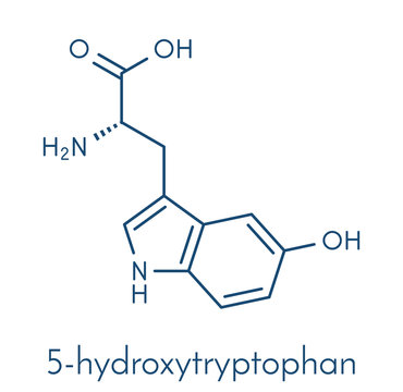5-Hydroxytryptophan amino acid molecule. Skeletal formula.