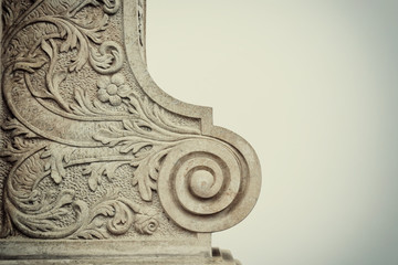 Architectural Elements over stone Baroque ornament decoration of building. vintage filtered
