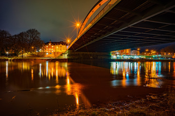 Weserbrücke in Minden - Nachtaufnahme