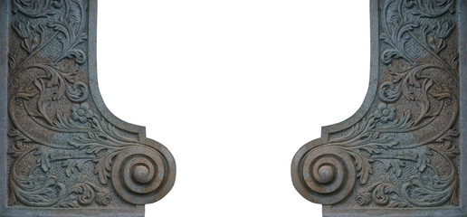 Architectural Elements over stone Baroque ornament decoration of building. isolated on white