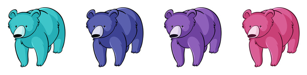 Grizzly bears in four colors