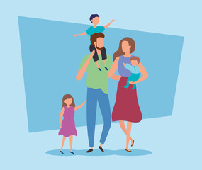 Obraz premium parents with sons avatar character vector illustration design