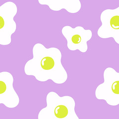 seamless pattern with fried eggs on a purple background