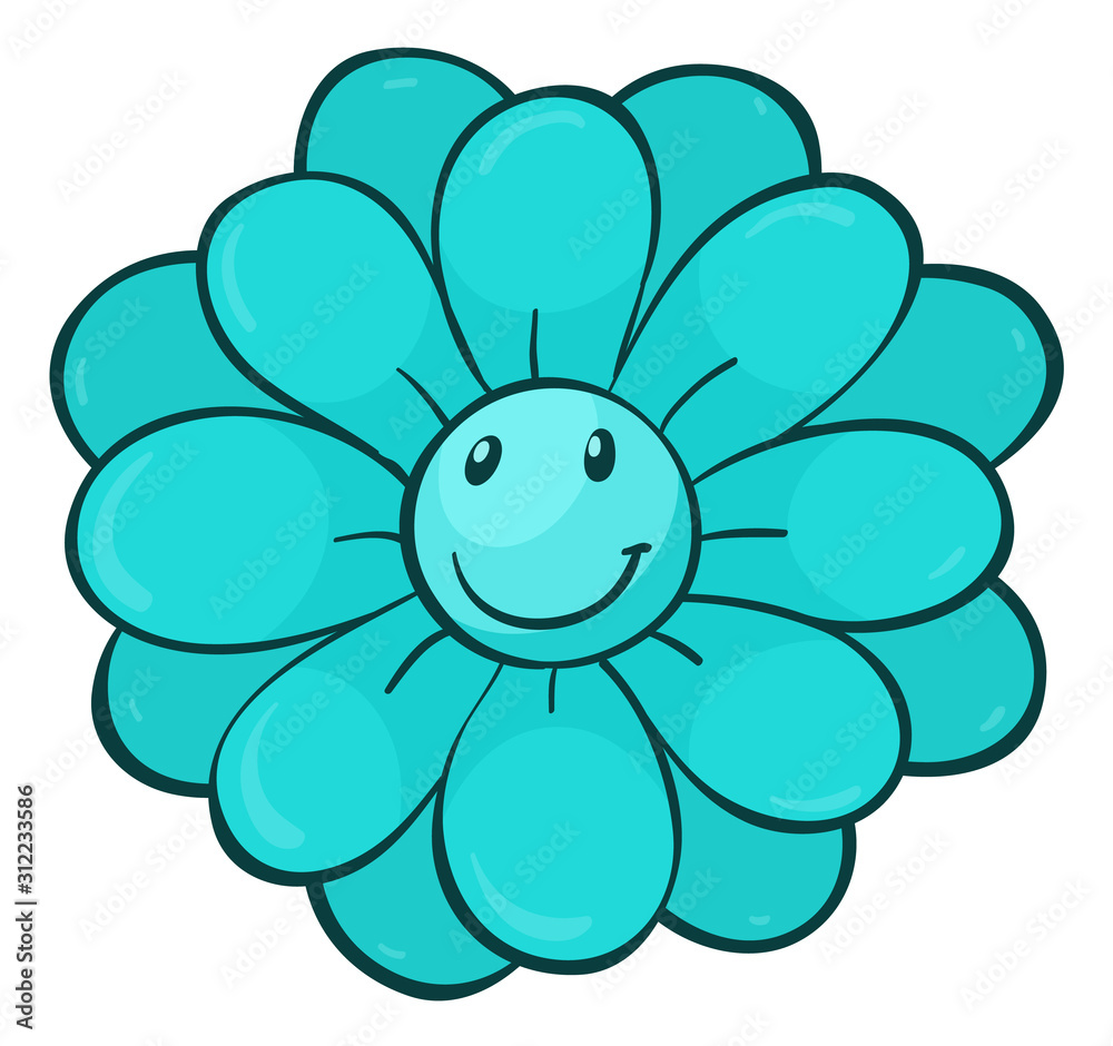 Wall mural single flower in blue color