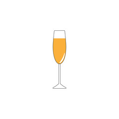 Glass of champagne. vector illustration on white background