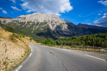 Scenic road in the Alps mountains