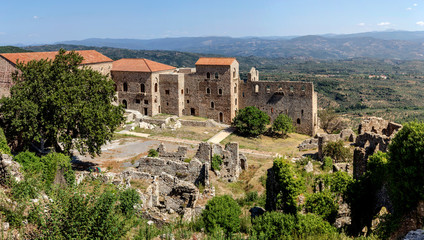Fototapeta na wymiar Outdoors museum Mystras. The medieval city in Greece, near town Sparta.