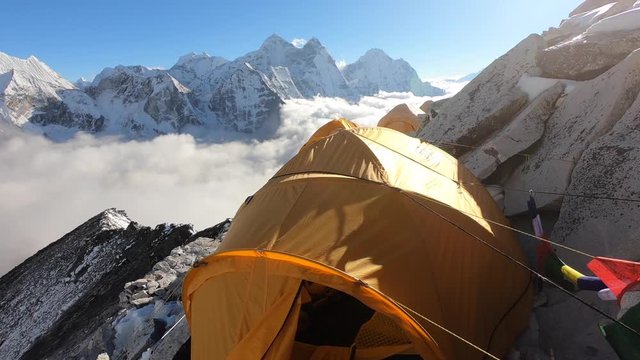 High altitude tent and camp