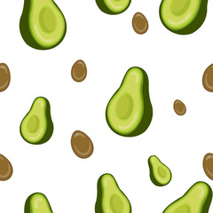 Avocado and seed seamless vector pattern