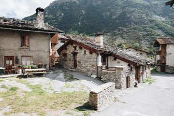 Old village in the Alps mountains