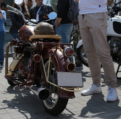 07.14.19 Belarus. Exhibition of old motorcycles in the open.