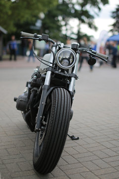 Scrambler, Cafe Racer Motorcycle, Streetfighter. Gray Color.