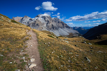 hiking trails in the Alps mountains.