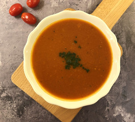 Homemade Classic Tomato Soup with Herbs.