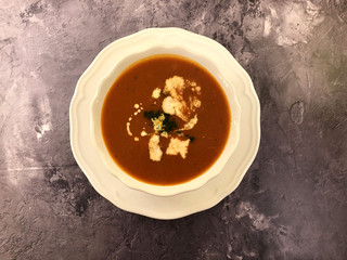 Homemade Classic Tomato Soup with Herbs.