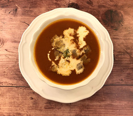 Homemade Classic Tomato Soup with Herbs.