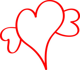 Red heart in the shape of an angel, a beautiful vector for Valentine's Day greeting card. Template for web design.