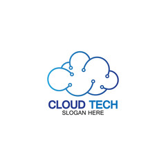 Cloud technology logo icon template.Cloud symbol with circuit pattern. IT and computers, internet and connectivity vector illustration.