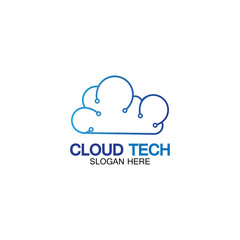 Cloud technology logo icon template.Cloud symbol with circuit pattern. IT and computers, internet and connectivity vector illustration.