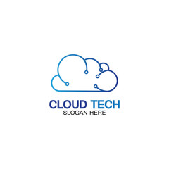 Cloud technology logo icon template.Cloud symbol with circuit pattern. IT and computers, internet and connectivity vector illustration.