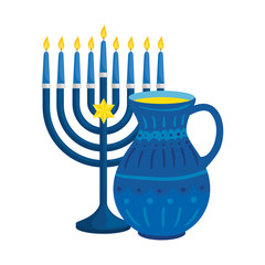 chandelier with candles and teapot isolated icon vector illustration design