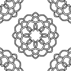 Fantasy seamless pattern with ornamental mandala. Abstract round doodle flower background. Floral geometric circle. Vector illustration.  